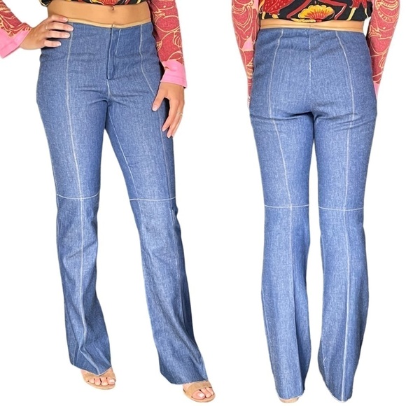 VINTAGE CLOVER CANYON LIGHTWEIGHT COTTON DENIM MID RISE Y2K 90s FLARE JEANS - Picture 1 of 12